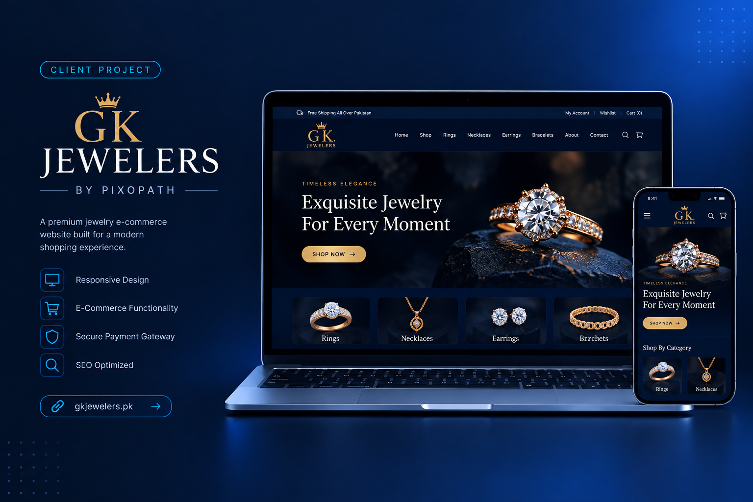 GK Jewelers — jewelry e-commerce website built with WooCommerce